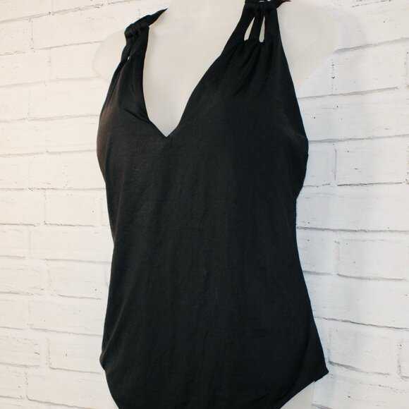 BECCA ETC Plus Size 3X Color Code Plunging Tear-Drop Tie One-Piece Swimsuit $148 - Picture 3 of 7